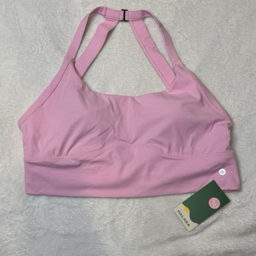 Halara Buckle Neck Sports Bra Size XXL  Baby Pink Soft Wide Band